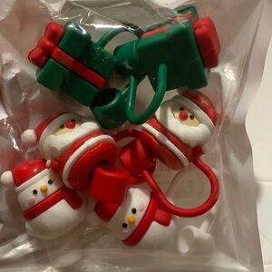 Set of 6 Christmas straw toppers